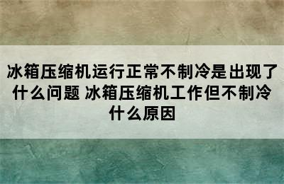 冰箱压缩机运行正常不制冷是出现了什么问题 冰箱压缩机工作但不制冷什么原因